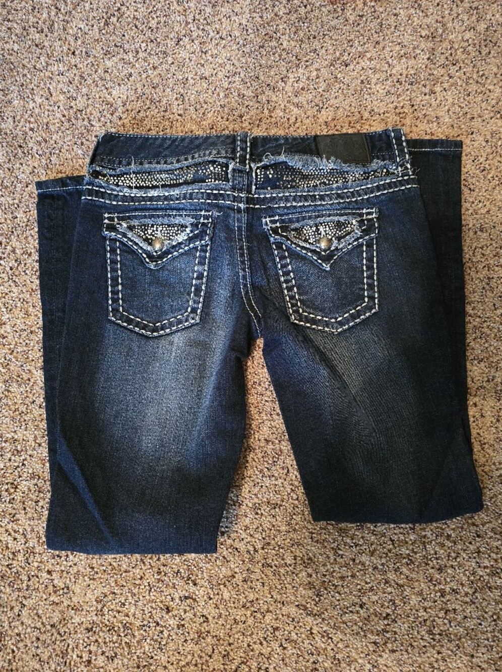 Women's Dark Blue Bootcut Jeans with Embellished Back Pockets